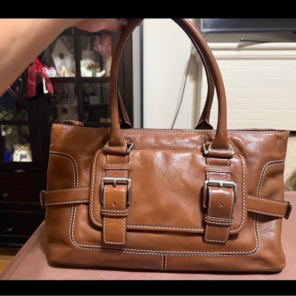 Vintage Michael Kors Brown Leather Satchel Handbag